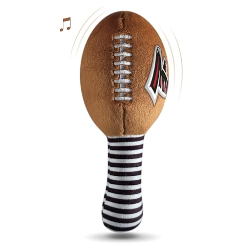 Image of Atlanta Falcons Plush Football Rattle by Smilo - Officially Licensed NFL Baby Rattle Toy - Soft Baby Rattle with Bell - for Babies and Toddlers from 3 Months