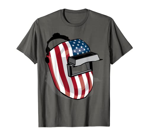 American Flag Welding Helmet Shape Shirt | Cute Welder Gift
