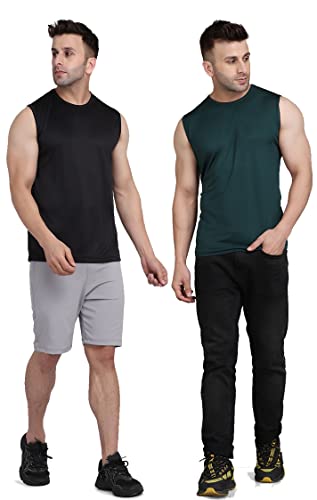 Image of Men's Regular Fit Sleeveless T-Shirt (Pack of 2)