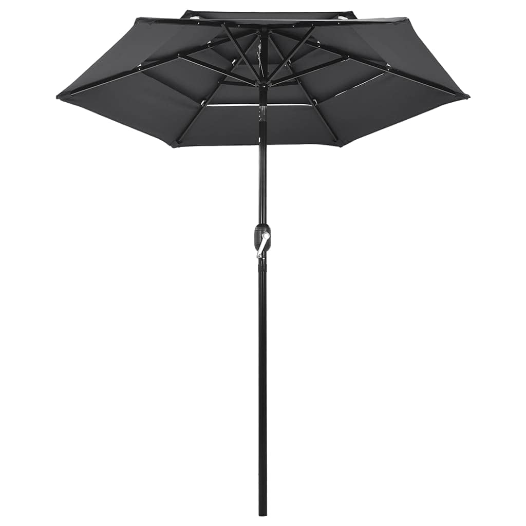 Fengshui 3-warstwowy parasol przeciwsłoneczny z aluminiowym masztem, 2 m, wykonany z odpornego na promieniowanie UV poliestru, malowany proszkowo maszt i żeberka, funkcja korbki i przechylania, na