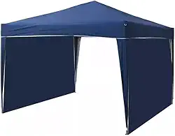 Tenda de praia e acampamento Quick-Fold de 3 x 3 m com paredes laterais – Ideal para acampamentos e atividades ao ar livre (GAZEBO AZUL + 3 PAREDES)