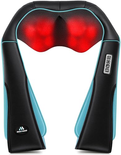 MagicMakers Electric Shiatsu Neck Massager with Heat - Pain Relief