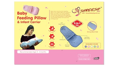 Image of 2-in-1 Reclined Carrying & Feeding Support Pillow | Strong Back Support | Indoor & Outdoor Use Cotton Blend, Ergonomic Design, 0-10 Months, Soft Cushioned Hard Support (Grey)