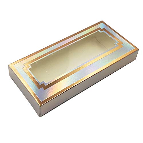 HBZGTLAD NEW 50pcs Empty Eyelashes Packaging Soft Paper Lash Box holographic Design for 25MM Strip Lashes 3D Mink Lashes (9#)