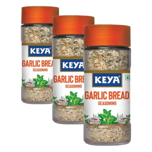 Image of Keya Garlic Bread Seasoning |All Natural & Healthy Spice Blend| Glass Bottle | Premium Herbs and Spices I No Preservatives | 50g (Pack of 3)