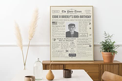 Personalized 80Th Birthday Decorations For Grandpa, Grandma, Dad, Mom, Him, Her - Back To Newspaper Poster Decor Turning 80 Years Old For Old Men, Women - Custom Poster With Your Personalized Photo - Unique Gift Idea #TOP1