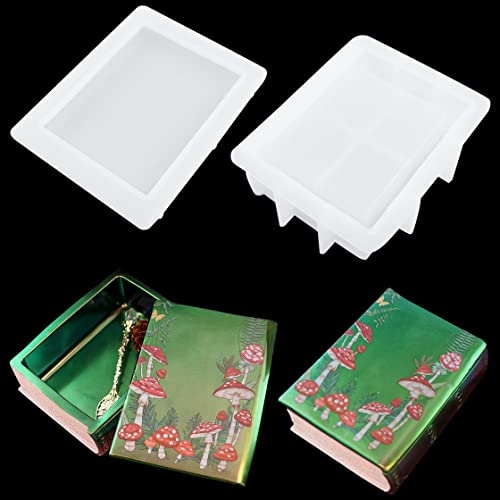 HyzaPhix 2 Pièces Moule Résine Époxy, Moulle Silicone Boite a Bijoux Moule Resine Boite de Rangement Rectangulaire avec Couvercle Jewelry Box Resin Molds pour Décoration, Artisanat d'art (2pcs) Cover