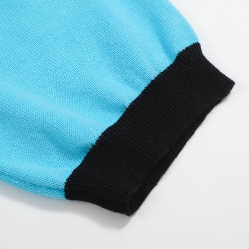 Women's Light Blue Knitted T-Shirt Short Sleeve, 1960s Mod Style Birds Pattern Crewneck Tops4