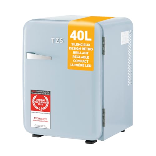 TZS First Austria - Mini Réfrigérateur Rétro 40L silencieux - Petit Minifrigo design vintage avec...
