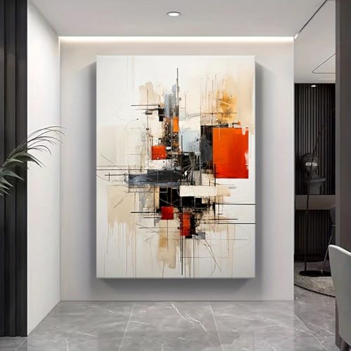 Tableau géométrique abstrait grand format pour décorer un bureau