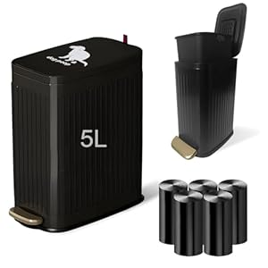 Dog Poop Trash Can Outside-5L, Stainless Steel Dog Waste Trash Can with Lid, Foot Pedal, Inner Bucket, and 100 Dog Waste Bags, Dog Waste Container for Bathroom, Garden