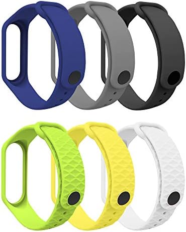 MoKo Band Compatible with Xiaomi Mi Band 3/Mi Band 4, 6 PCS Replacement Soft Sport Wristband Strap Bracelet Fit Xiaomi Mi Band 3/Mi Band 4 Smart Watch