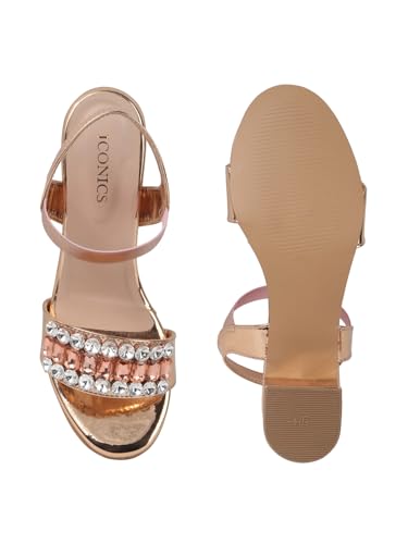 Image of iconics Women Glamorous block Heel Sandal with Crystal Embellishment