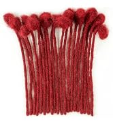 ADIASAI 0.6cm Width #Burgundy 8 Inch 30 Strands 100% Human Hair Loc Extensions Full Handmade Drea...
