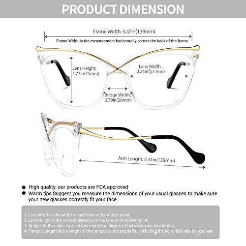 Image of VOOGLAM Stylish Cat Eye Blue light Blocking Glasses for Women Anti UV Eyestrain Eyewear Janina GOX006465