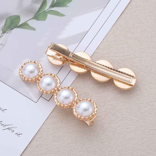 Pinzas de pelo perla vintage doradas, pack 2 miniatura 7