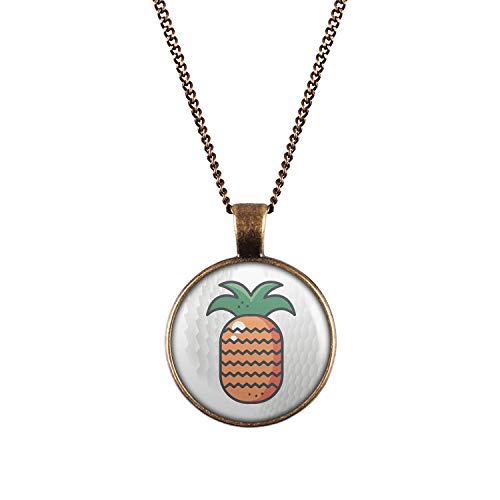 Mylery Collier avec Design d'ananas Bronze en nid d'abeille Orange 28mm