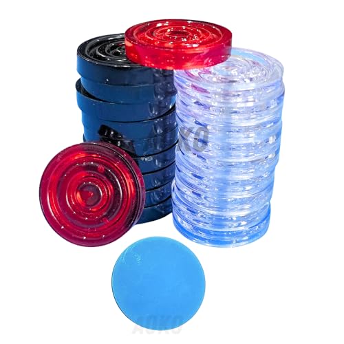 Image of AOKO 20 Crystal Carrom Coin with 1 Premium Striker and 1, 5gm Disco Carrom Powder Carrom Pawns (Pack of 20)