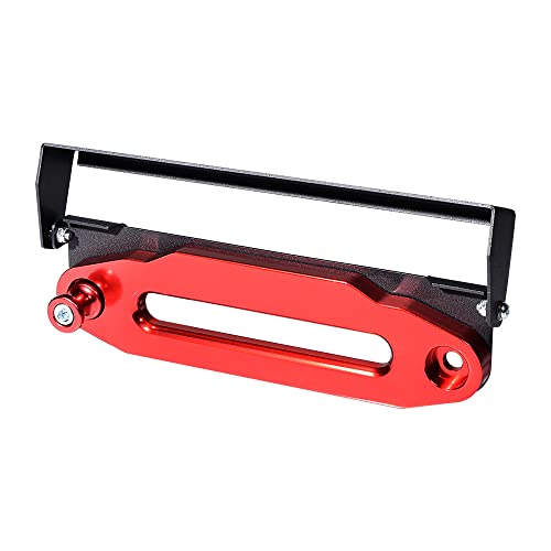 AMOPACORP 10 inch RED Hawse Fairlead 8000-15000 LBs + 254mm Flip-Up Mounted License Plate Holder + Winch Rope Hook Stand Kit (Red/Black, 3