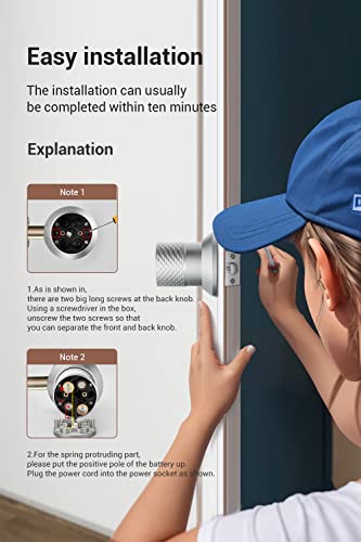 Big Fingerprint Smart Door Knob, Keyless Entry Door Lock With Handle, With Keyboard, Bluetooth, App, Easy To Install, Suitable For Hotels, Bedrooms, Study, Offices #TOP4