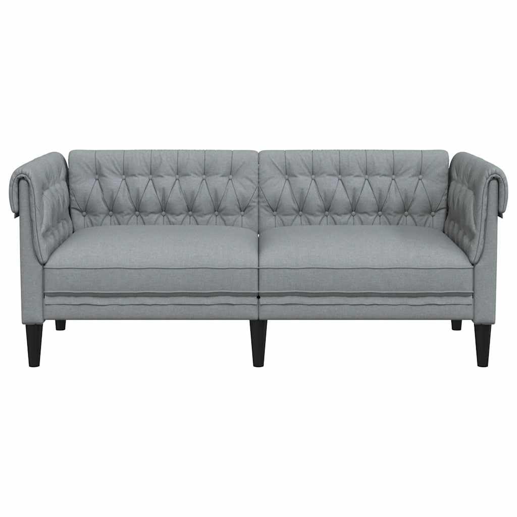 Canapé 2 Places, Causeuse de Salon Fauteuil Sofa 2 Places Chesterfield Gris Clair Tissu 182,5 x 74,5 x 74,5 cm