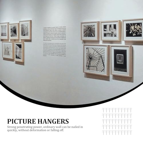 Image of Cabilock Photo Frame Hooks Mini White Traceless Wall Hanging Nails Picture Hangers Hanger Accessories for Oil Paintings and Home Decor