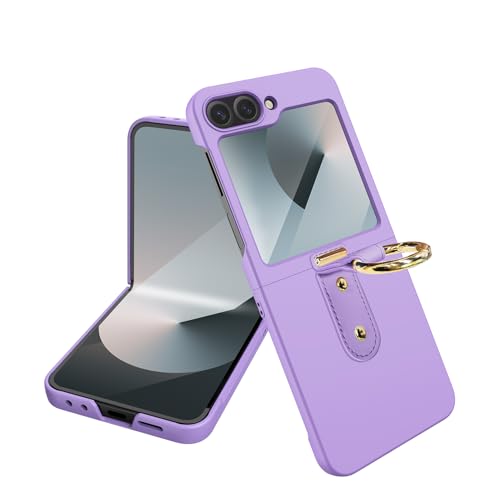 Coque Samsung Z Flip 6 avec anneau support anti-choc et verre trempé violet