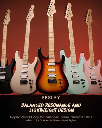 Fesley 39 Inch Electric Guitar, Full Size Solid Body Electric Guitars For Beginner, St Style, Maple Neck/Fretboard, Electric Guitar Kit thumb #4
