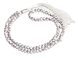 Islamic Muslim Prayer Beads Tasbih with Allah & Muhammad Engraved (99 beads) (White with Red Inscriptions)