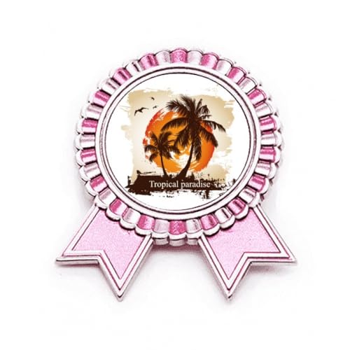 Broche rose motif arbre de cocotier design exotique en métal taille M