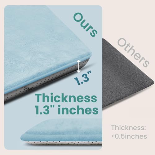 Huloo Sleep Baby Play Mat for Floor,1.3" Thick Elasti-Foam 50"×74" Playpen Mat for Tummy Time,Water Repellent Soft Coral Velvet for Toddler,Infant,Kids,Non-Slip Backing Safe for Crawling(Light Blue) by Huloo Sleep - Used condition - Image 7
