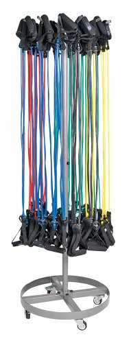 Power Systems Mobile Elite Standing Rack, Holds Up to 100 Resistance Tubes or 400 Jump Ropes, 28 x 74 Inches, Gray (92592)