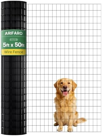 ARIFARO 1,5m x 15,2m Maschendraht Metallzaun - Gittergröße 5cm x 7,5cm - 2 mm Drahtdurchmesser mit PVC, Metallgitterrolle mit Feuerverzinkt Beschichtung für Hunde, Hühner, Rehe, Ka