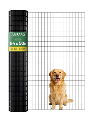 ARIFARO 1,5m x 15,2m Maschendraht Metallzaun - Gittergröße 5cm x 7,5cm - 2 mm Drahtdurchmesser mit PVC, Metallgitterrolle mit Feuerverzinkt Beschichtung für Hunde, Hühner, Rehe, Kaninchen