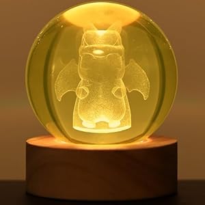 Cute Dragon 3D Crystal Ball Night Light for Nursery Room, 16 Color Changing Table Night Lamp for Boys