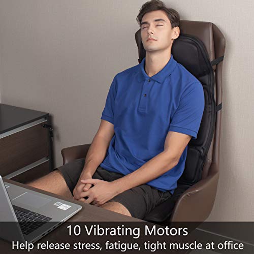 Vibrating-Back-Massager with Heat, Massage-Chair-Pad, Seat Massager Cushion with 10 Vibration Nodes to Release Stress and Fatigue for Home Office Use