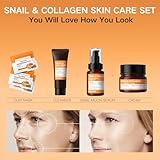 Snail Mucin Korean Skin Care Set, 97.5% Snail Collagen Facial Kit For Women, Korean Glass Skin Set, With Snail Mucin Serum, Clay Mask, Cream & Cleanser For Dry, Sensitive, Acne-Prone Skin (3PCS+10PCS) - Image 4