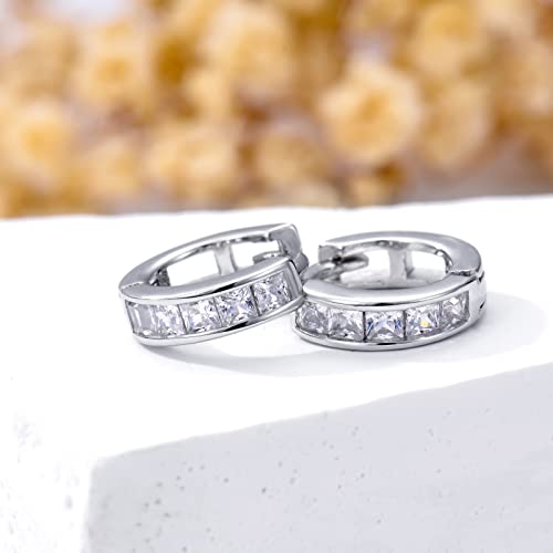 Huggie Earrings Sterling Silver Cubic Zirconia 15mm Hypoallergenic Hoop Earrings for Men Women3