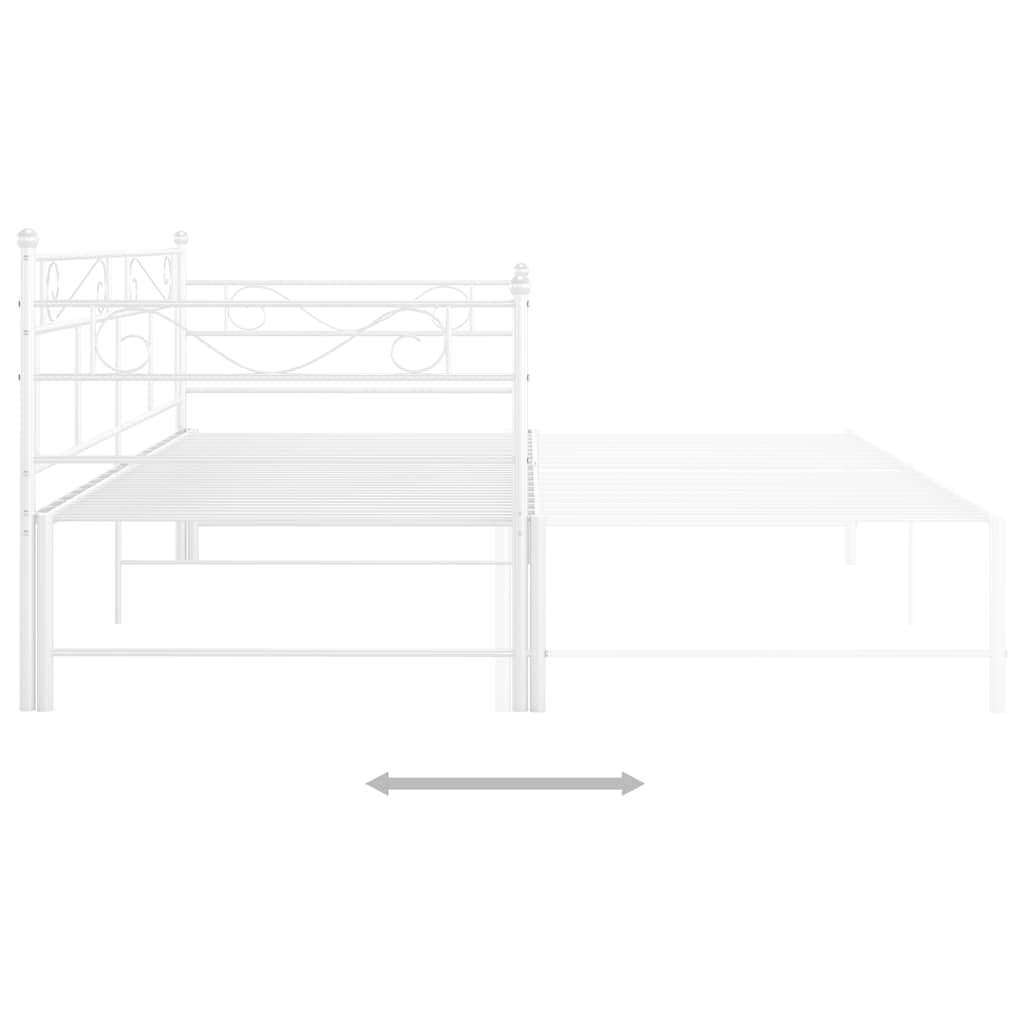 vidaXL Ausziehbett Sofabett Ausziehsofa Bettgestell Tagesbett Schlafsofa Gästebett Bett Metallbett Bettsofa Sofa Couch Weiß Metall 90x200cm