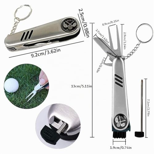 Kingrun Accessoires de Golf, Kit Nettoyage de Golf, Serviette de Golf, Brosse de Golf, Golf Divot Pliable avec Marqueur de Balle, Mousqueton en Aluminium kit de Nettoyage pour Clubs de Golf – vue 2