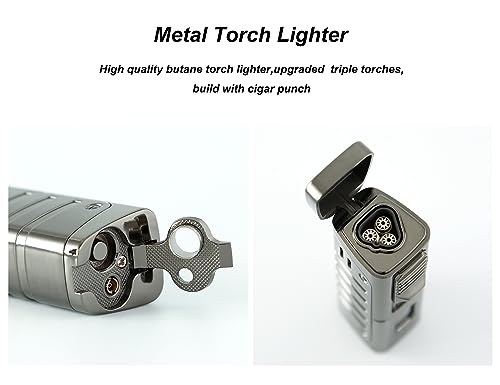 Encendedor de Mecha Triple con Cortapuros y Funda de Cuero miniatura 2