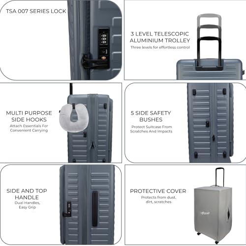 Image of F Gear Windsor Large 76cm German Makrolon Polycarbonate|Japanese Hinomoto Wheel|Front-Opening Trunk-Style Hard Luggage|Check-in Suitcase Travel|Laptop sleeve, Expandable, Anti-Theft Zipper| Stone Blue