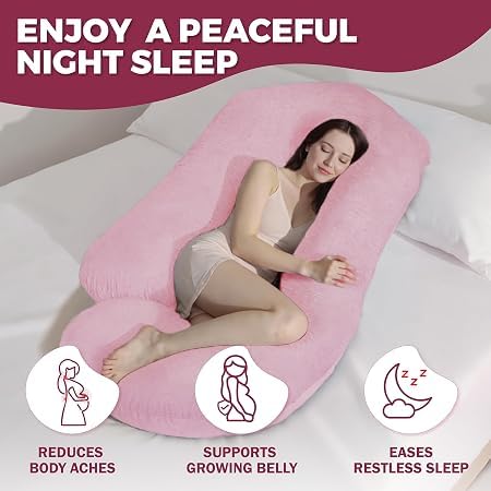 Image of Mom,s Choice Full Body Pregnancy Pillows, Maternity Pillow for Sleeping Support for Legs, Back, Neck, Shoulder, Hips, Belly for Pregnant Woman, 57 inch Prenancy Pillow