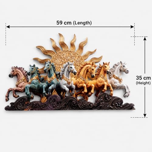 Image of 7 Horses Wall Decor Artwork for Home & Office Decoration | Amber Brown