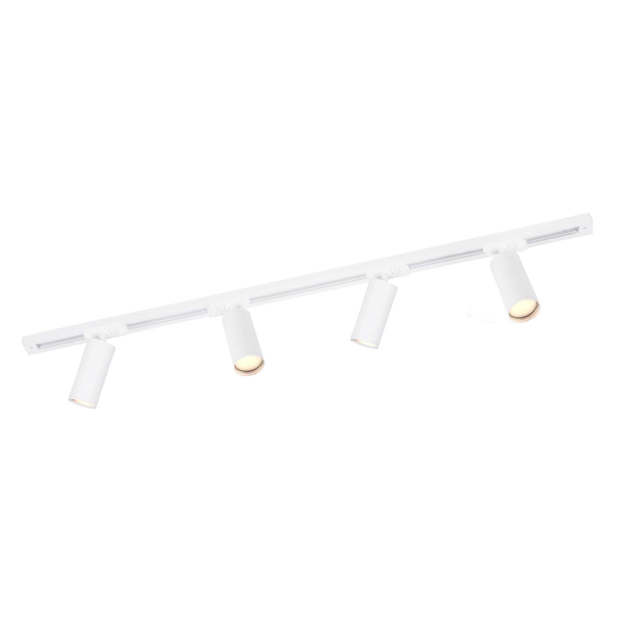 Ledvion - Track Lighting, 1m, 1-Phase, 3W, Including 4 GU10 LED Bulbs, White, 2700K, 4 Spotlights, Ceiling Lights, gu10 led Bulbs, Kitchen Lights Ceiling, Extendable & Flexible