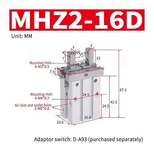 Vérin pneumatique à double effet MHZ2-16D pince à 2 doigts de serrage - 3