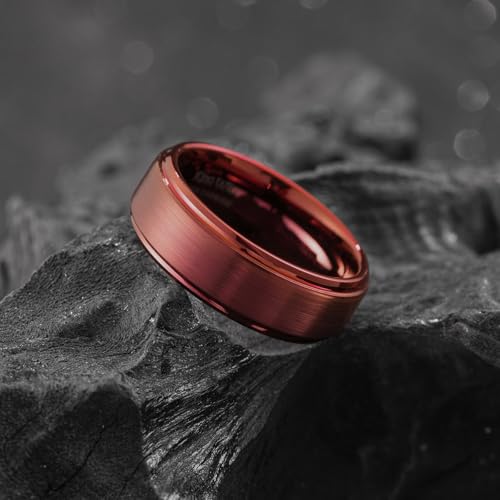 Image of King Will Classic Tungsten Wedding Band for Men, 6 /7 /8 /9 /10mm Widths, Polished Finish Step Edge Matte Rings Comfort Fit