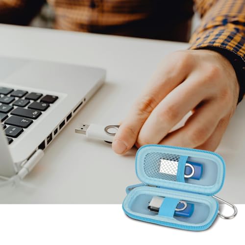 Image of USB Flash Drive Case, SD Card /Thumb Drive /Memory Cards Holder, Bag Only | SDXC /SDHC Storage, Electronic Accessories Organizer for SanDisk / for Samsung, for Students /IT /Office /School /Travel,LightBlue