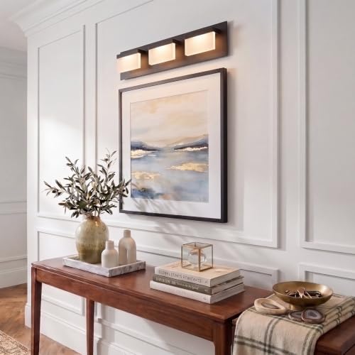 Image of Kira Home Everett 24 inch Modern Integrated LED 3-Light Bathroom Vanity Light