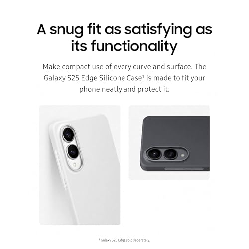Image of Samsung Galaxy S25 Edge Silicone Phone Case, Protective Cover, Smooth Grip, Soft and Sleek Design, Seamless Fit, EF-PS937CJEGUS, Light Gray